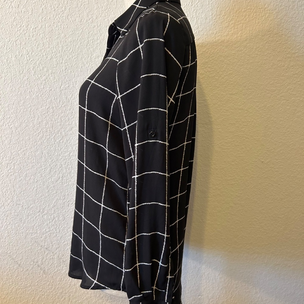 Women’s Apt 9 Essentials Black & White Checkered Long Sleeve Shirt | Size XS - Picture 4 of 11